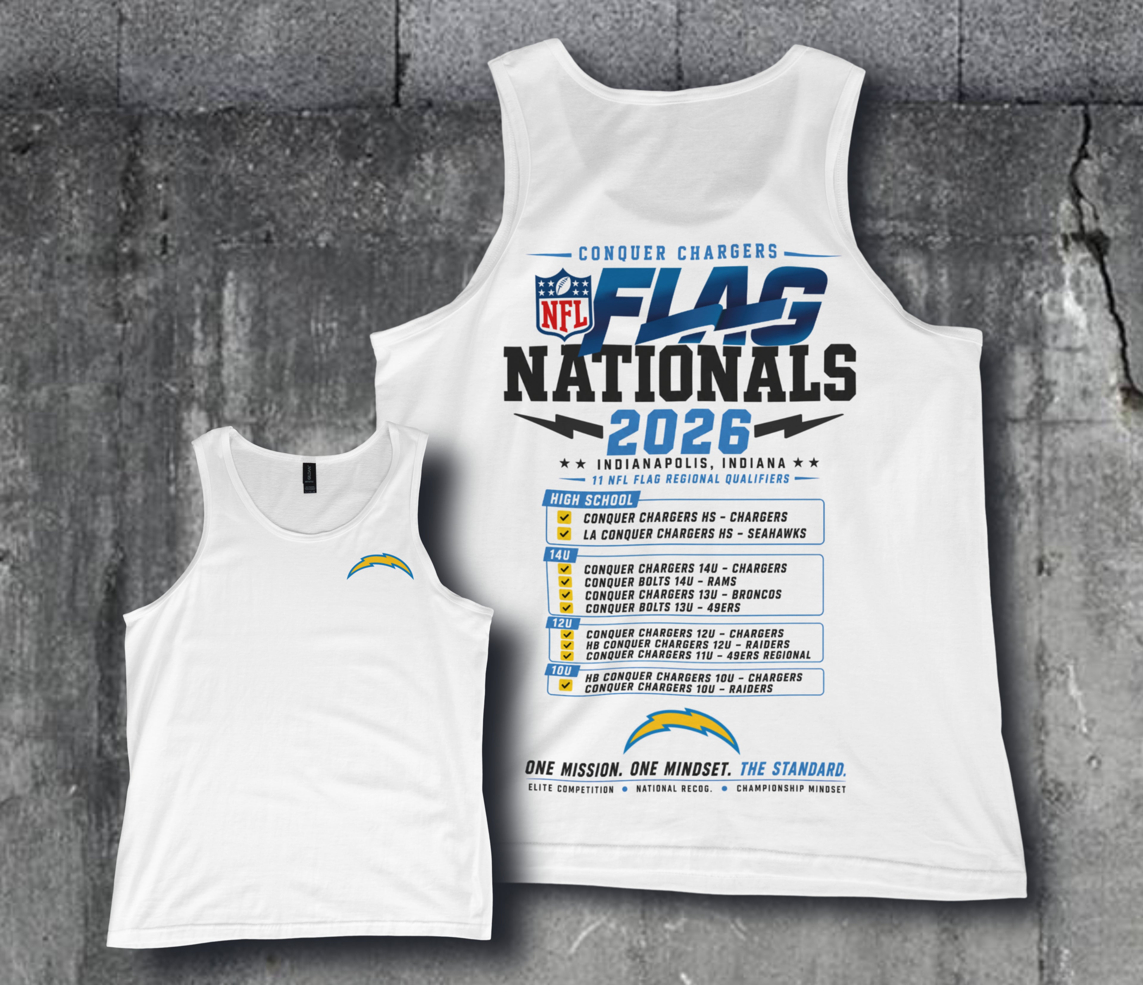 NFL Flag Conquer Chargers - Conquer Chargers Adult Tank Top