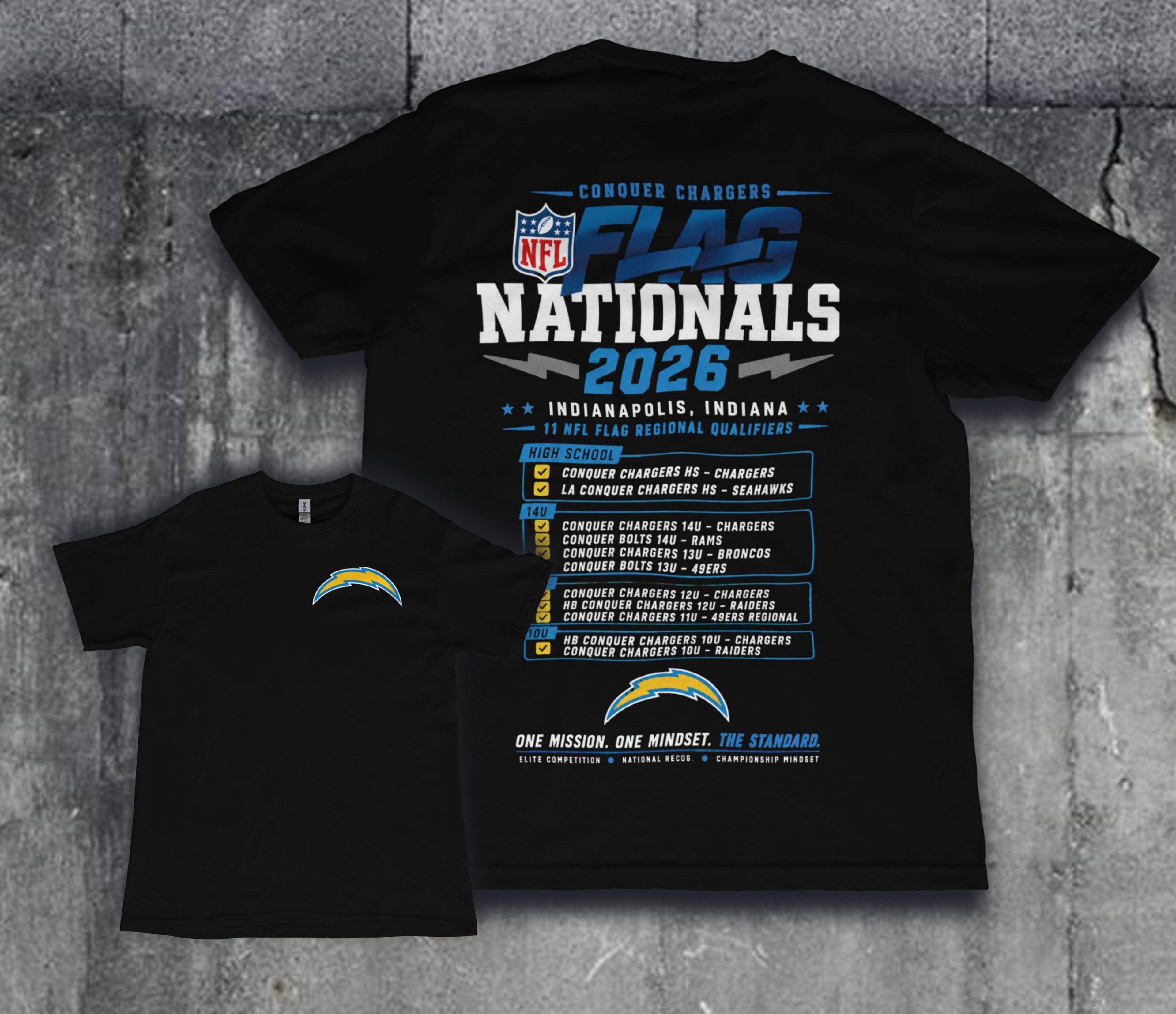 NFL Flag Conquer Chargers - Conquer Chargers Adult Shirt